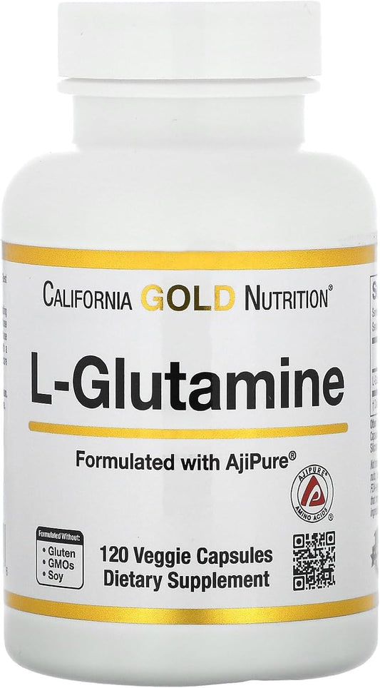 California Gold Nutrition AjiPure L-Glutamine 1000mg 120 Veggie Capsules - High Quality Amino Acid Supplement