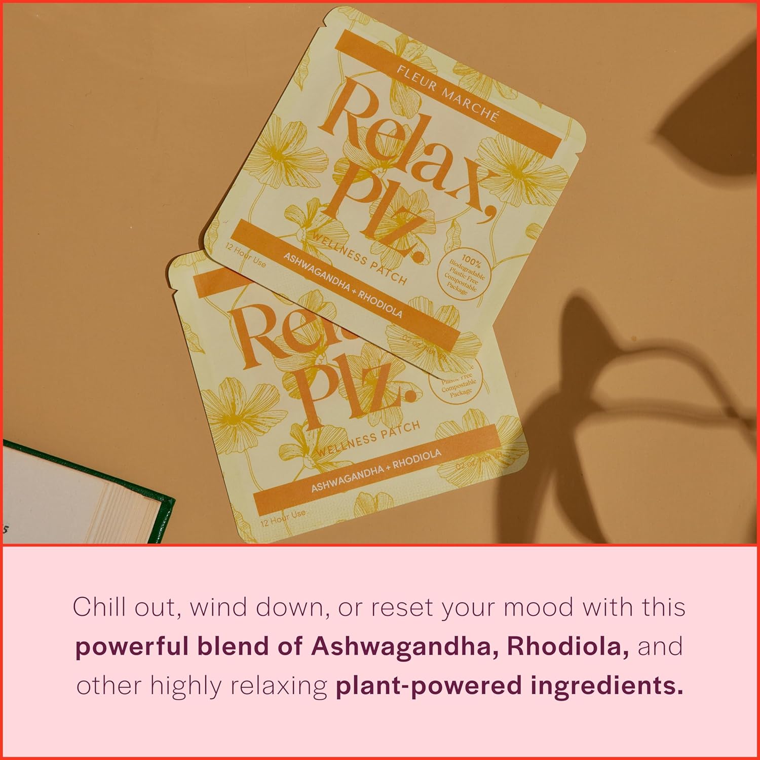 Calming Botanical Supplement Patch with Ashwagandha & Chamomile - Relaxation & Wellness - 28 Patches