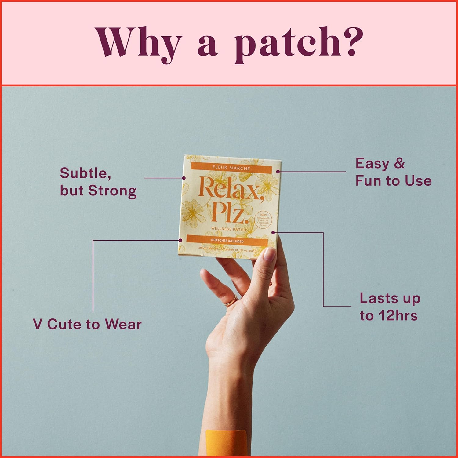 Calming Botanical Supplement Patch with Ashwagandha & Chamomile - Relaxation & Wellness - 28 Patches