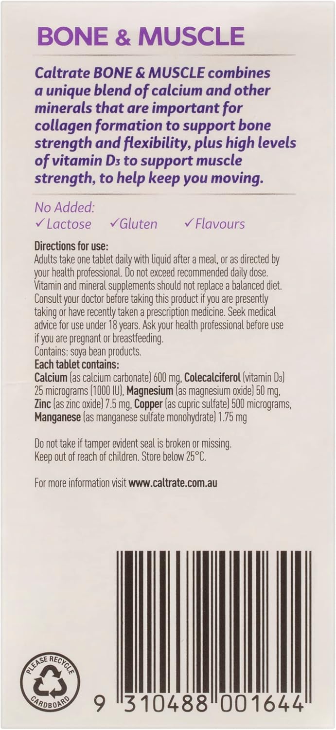 Caltrate Bone and Muscle Health with Minerals - 100 Tablets
