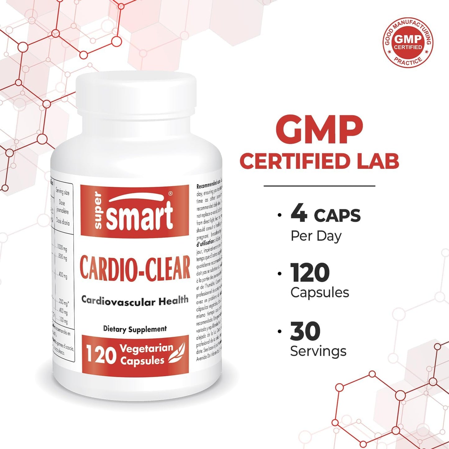 Cardio Clear Supplement with Garlic EDTA, Malic Acid, Calcium Disodium EDTA, Magnesium, Bromelain | Non-GMO & Gluten-Free - 120 Capsules