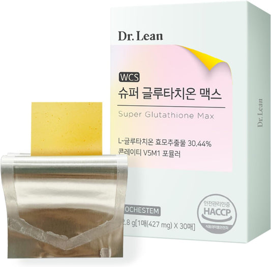 CARESYS Dr. Lean Super Glutathione Max Oral Film for Skin Health - Fast Absorption, High Purity, Vitamins, Niacin, Hyaluronic Acid - 1 Pack