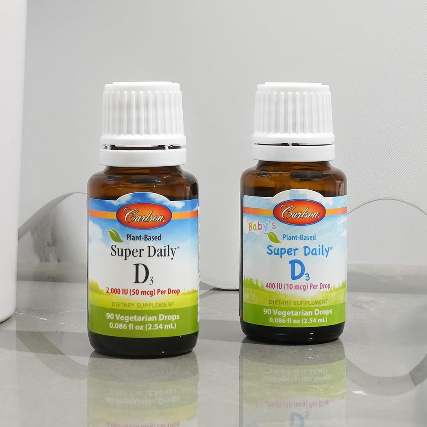 Carlson Plant-Based Super Daily D3 Liquid Drops - 2000 IU per Drop, Vegetarian Vitamin D Supplement from Algae - Unflavored - 90 Drops
