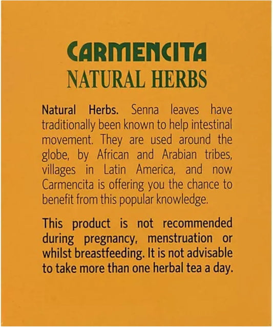 Carmencita Senna Tea Herbal Supplement, 3 Pack of Senna Leaves Tea Bags for Digestive Health, Plant-Based from Spain