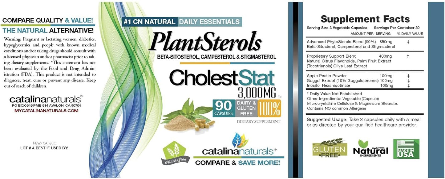 Catalina Naturals Triple Strength Phytosterol Complex Cholest-Stat Supplement 90 Count