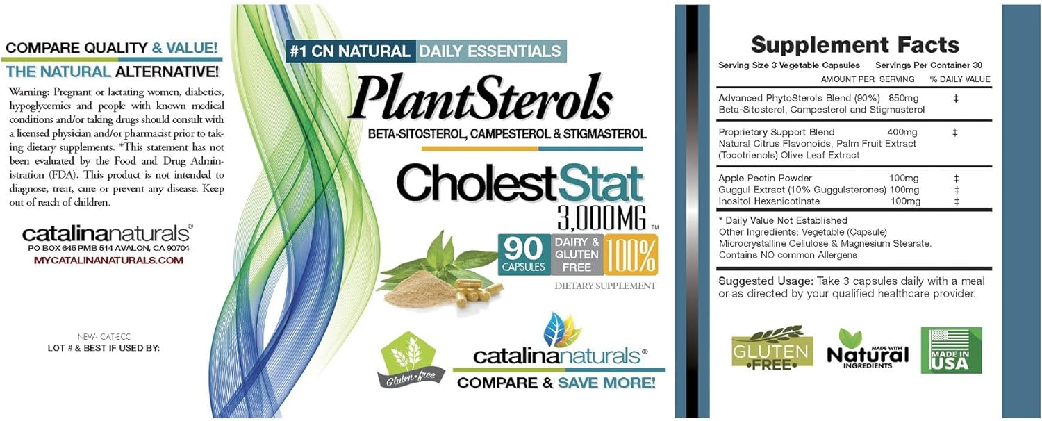 Catalina Naturals Triple Strength Phytosterol Complex Cholest-Stat Supplement 90 Count