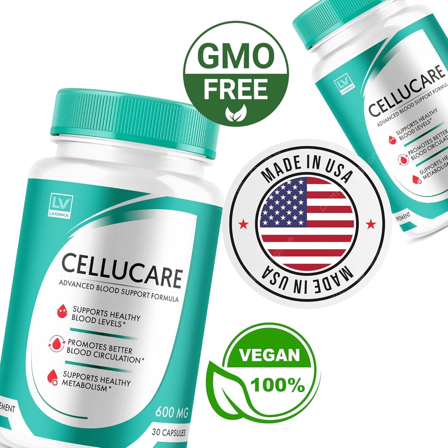 Cellucare (2 Pack) Advanced Formula Capsules - 60 Count for 2 Months Supply - Cellulite Care Vitamins