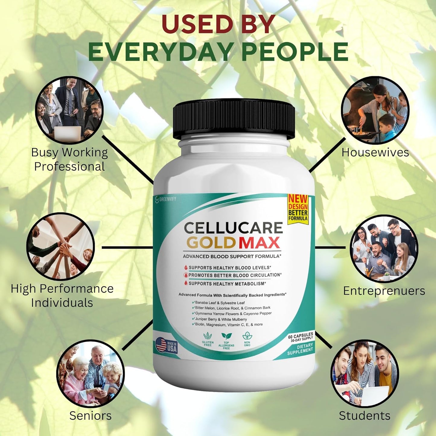 Cellucare Gold Max Pills - Advanced Blood Support Formula Supplement with 120 Capsules - Maximum Strength Natural Formula for Blood Support