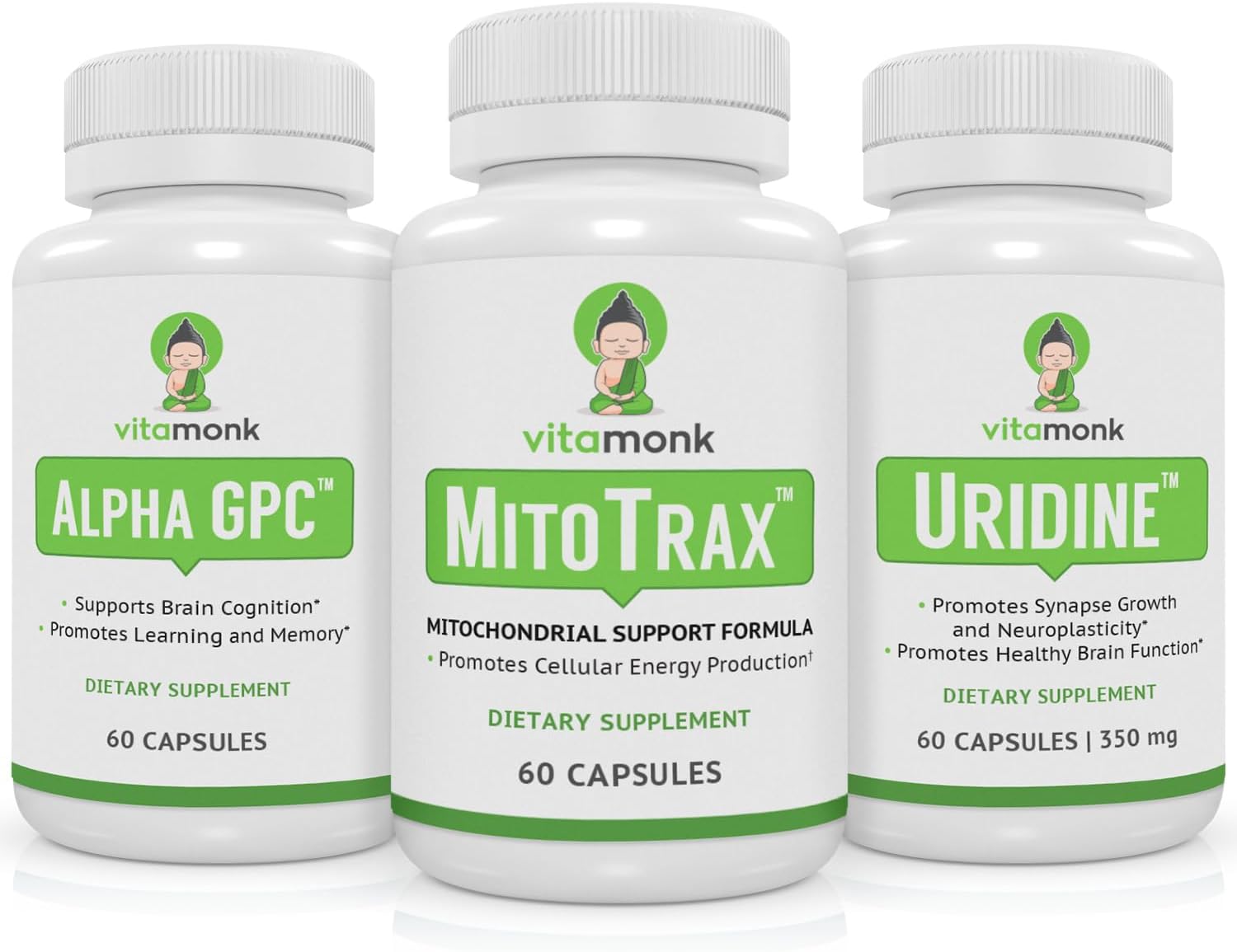 Cellular Vitality & Cognitive Performance Bundle: VitaMonk Mitochondrial Support with Alpha GPC and Uridine