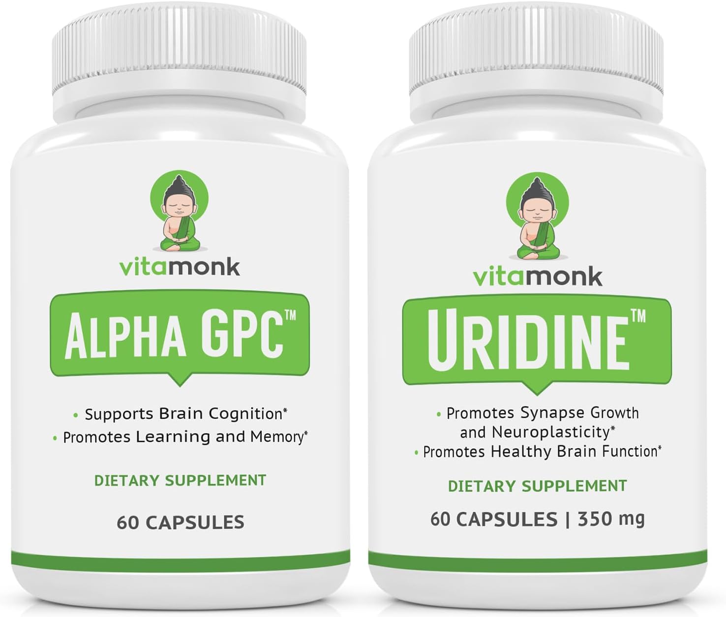 Cellular Vitality & Cognitive Performance Bundle: VitaMonk Mitochondrial Support with Alpha GPC and Uridine