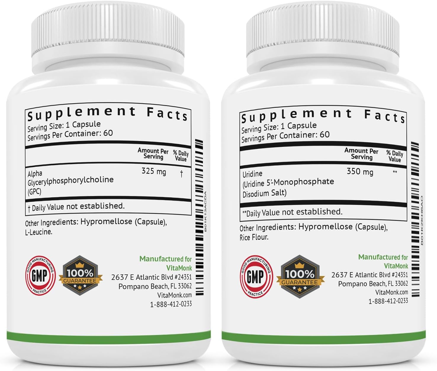 Cellular Vitality & Cognitive Performance Bundle: VitaMonk Mitochondrial Support with Alpha GPC and Uridine