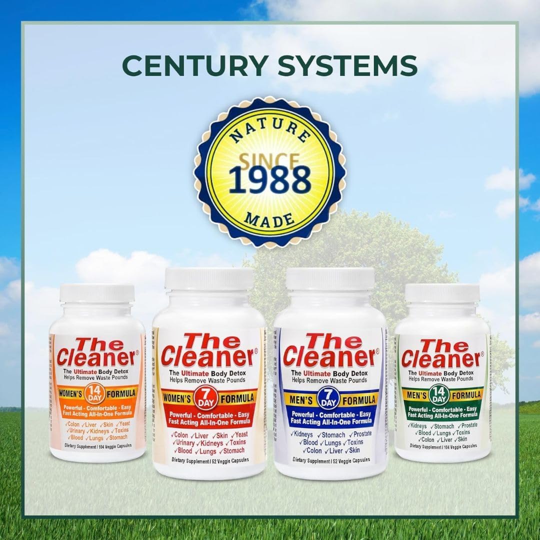 CenturySystemsBrand The Cleaner Bundle - 2 Pack, 7 Day Women's and Men's Formula, Ultimate Body Detox - 52 Capsules