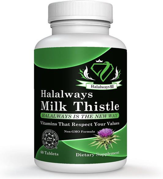 Certified Halal Milk Thistle Liver Detox Supplement for Men & Women - Gentle Herbal Cleanse for Liver Health - Non-GMO Formula by HalalwaysUS