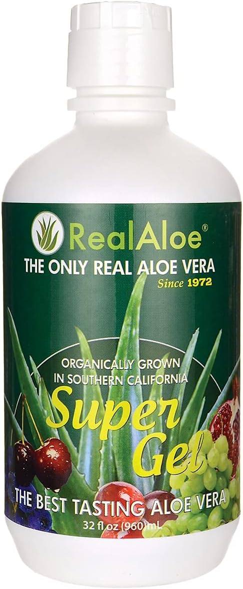 Certified Organic Aloe Vera Super Gel with Real Pomegranate & Cranberry Extract - 32floz Bottle from California Farm