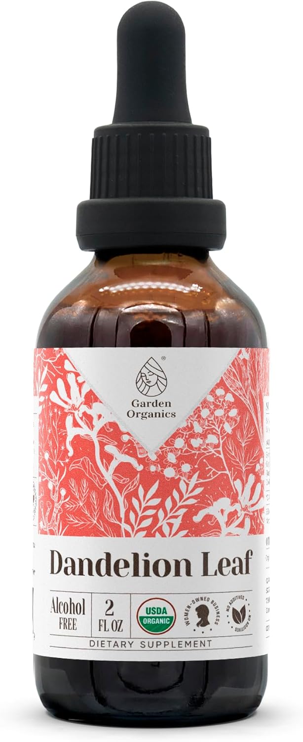 Certified Organic Dandelion Leaf Alcohol-Free Extract Tincture - High-Potency Dietary Supplement for Digestive Health - 2 oz Bottle