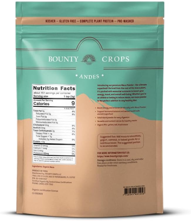 Certified Organic Gelatinized Maca Powder 24 Oz Bag - Energy & Vitality Booster, Peruvian Superfood - Non-GMO & Gluten-Free - 1.5 lb (680g)