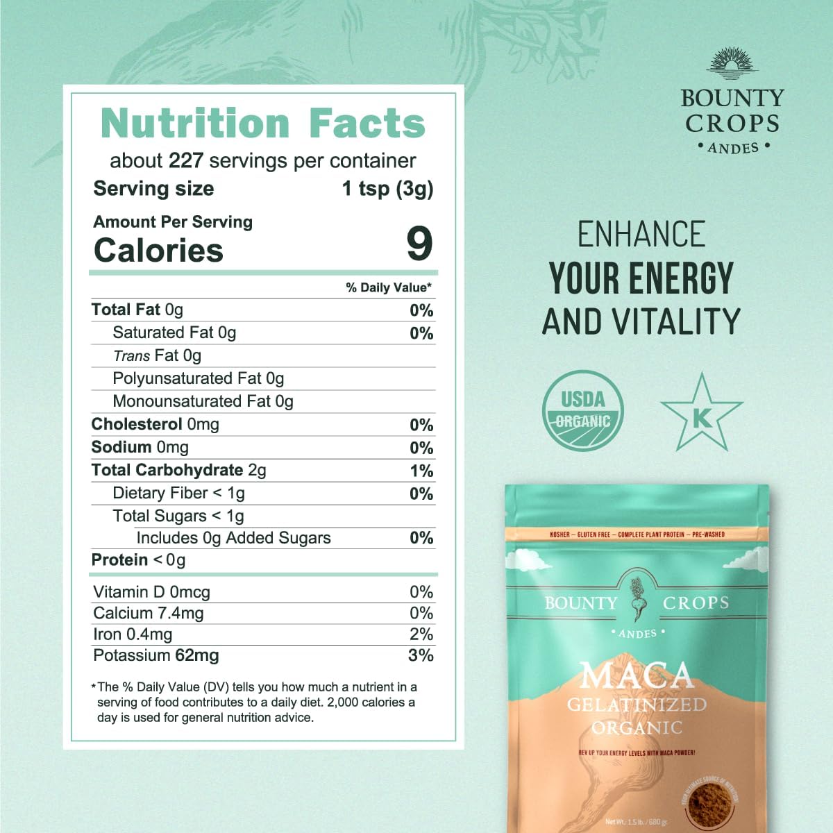 Certified Organic Gelatinized Maca Powder 24 Oz Bag - Energy & Vitality Booster, Peruvian Superfood - Non-GMO & Gluten-Free - 1.5 lb (680g)