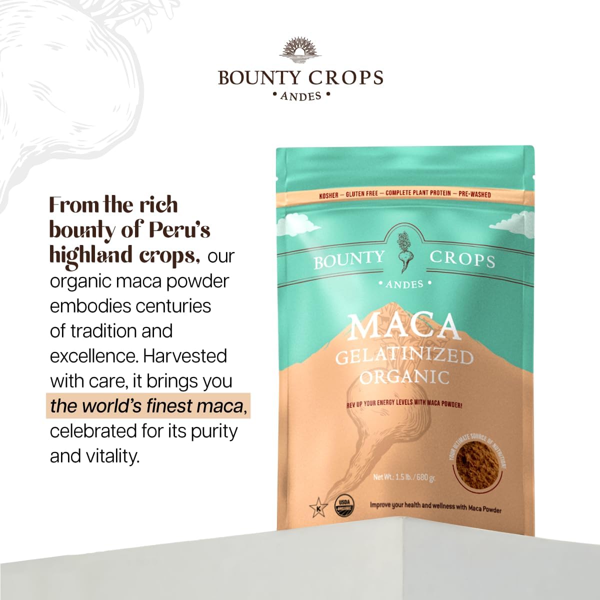 Certified Organic Gelatinized Maca Powder 24 Oz Bag - Energy & Vitality Booster, Peruvian Superfood - Non-GMO & Gluten-Free - 1.5 lb (680g)