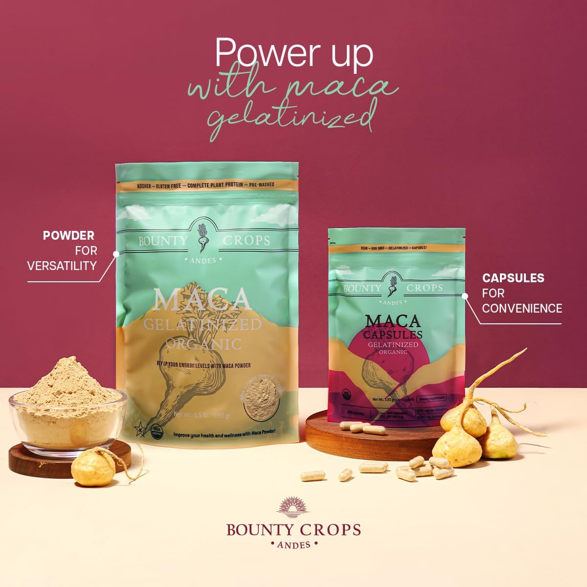 Certified Organic Gelatinized Maca Powder 24 Oz Bag - Energy & Vitality Booster, Peruvian Superfood - Non-GMO & Gluten-Free - 1.5 lb (680g)