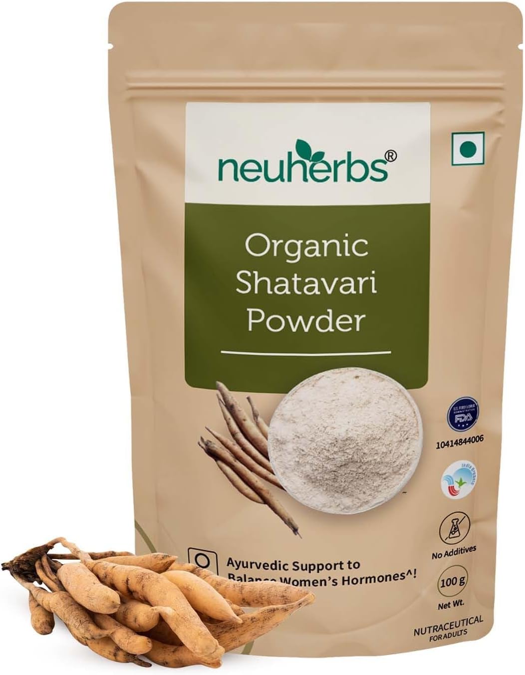Certified Organic Shatavari Powder for Women's Hormone Balance, Digestion & Reproductive Health - 100g
