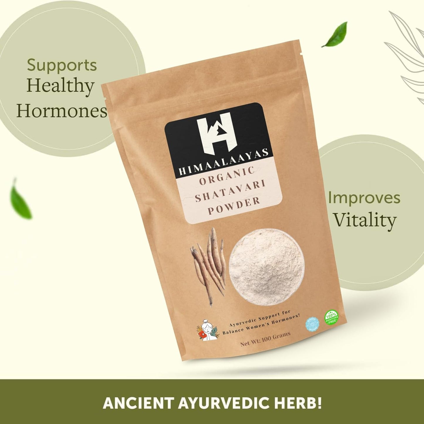Certified Organic Shatavari Powder for Women's Hormone Balance | Herbal Supplement for Digestion & Reproductive Health | Ayurvedic Support - 100g Pack of 1