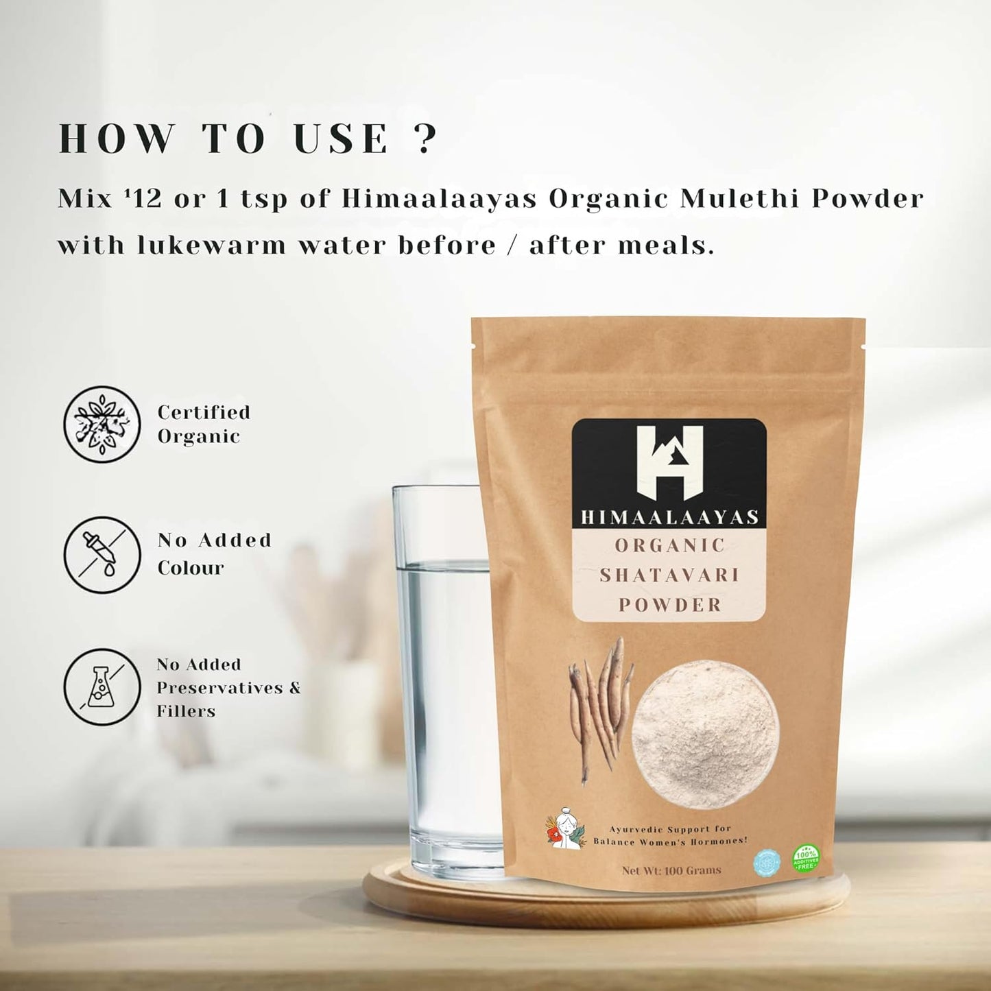 Certified Organic Shatavari Powder for Women's Hormone Balance | Herbal Supplement for Digestion & Reproductive Health | Ayurvedic Support - 100g Pack of 1