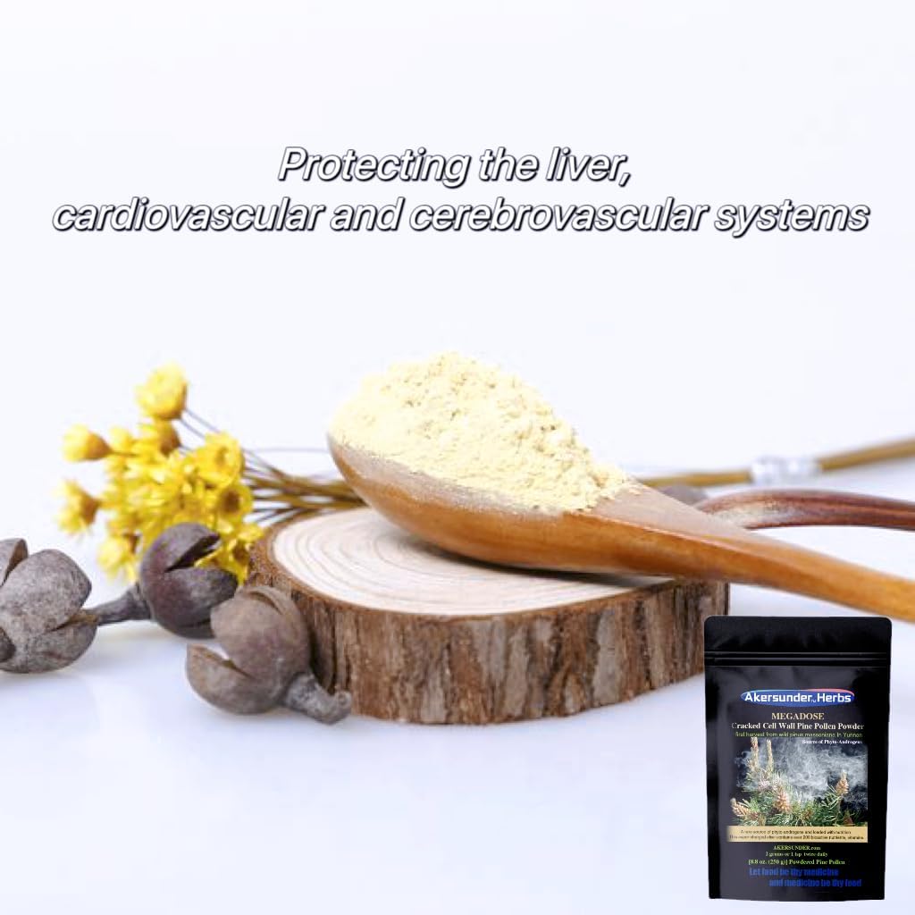 Certified Organic Wild Pine Pollen Powder 250g with Broken Cell Wall - Akersunder Shell, Raw & Cracked