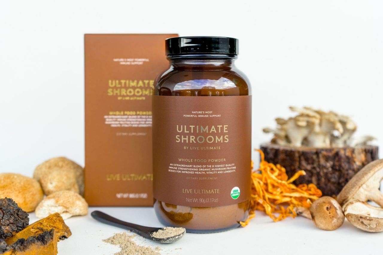 Certified USDA Whole Food Mushroom Extract Powder with Chaga, Cordyceps, Reishi - Natural Energy, Immune Support, Detox - 8 Organic Mushrooms