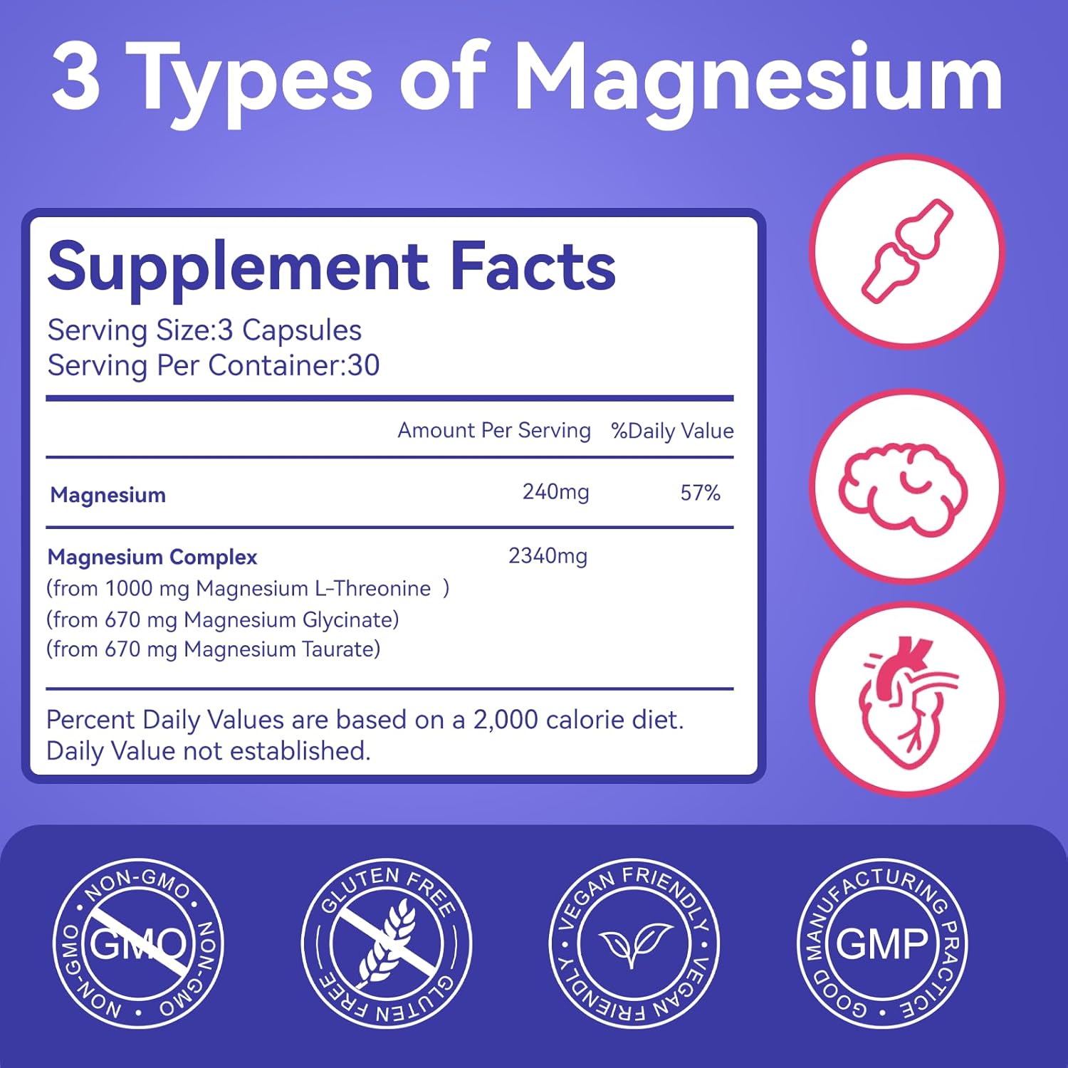 Chelated Magnesium Complex 2340mg - Supports Relaxation & Brain Health - 180 Veggie Capsules