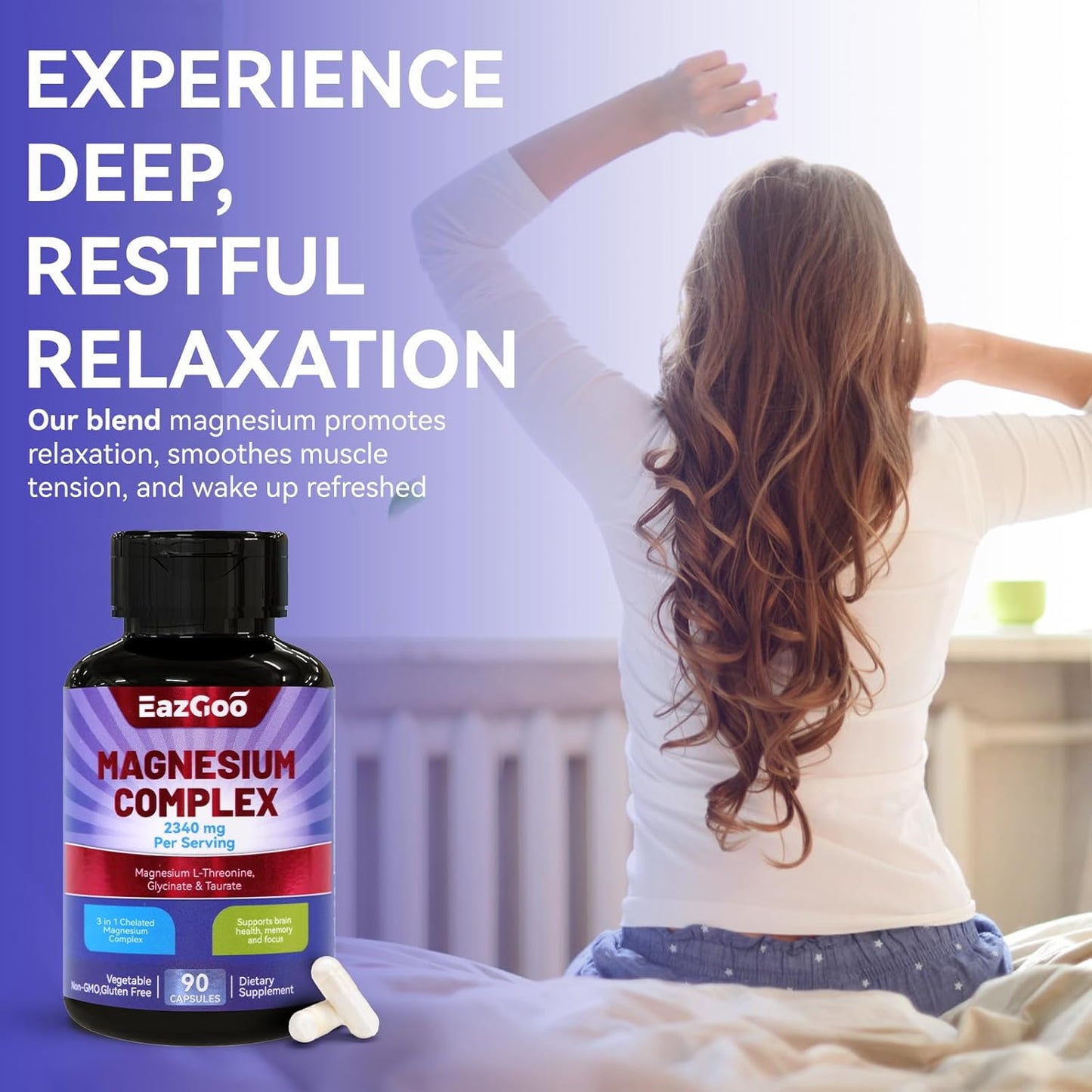 Chelated Magnesium Complex 2340mg - Supports Relaxation & Brain Health - 180 Veggie Capsules