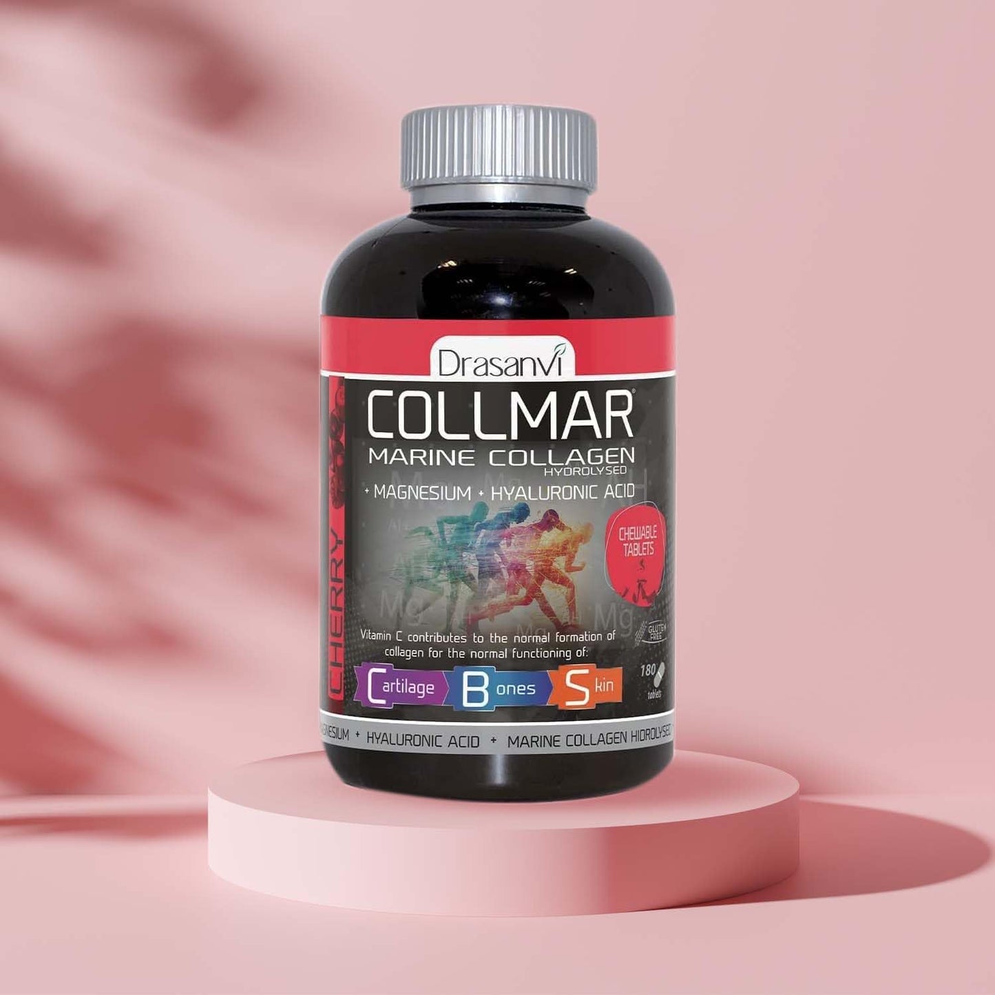 Cherry Flavored Drasanvi Collmar Marine Collagen Capsules with Magnesium - Supports Bone and Muscle Health - Hyaluronic Acid & Vitamin C for Normal Conditions
