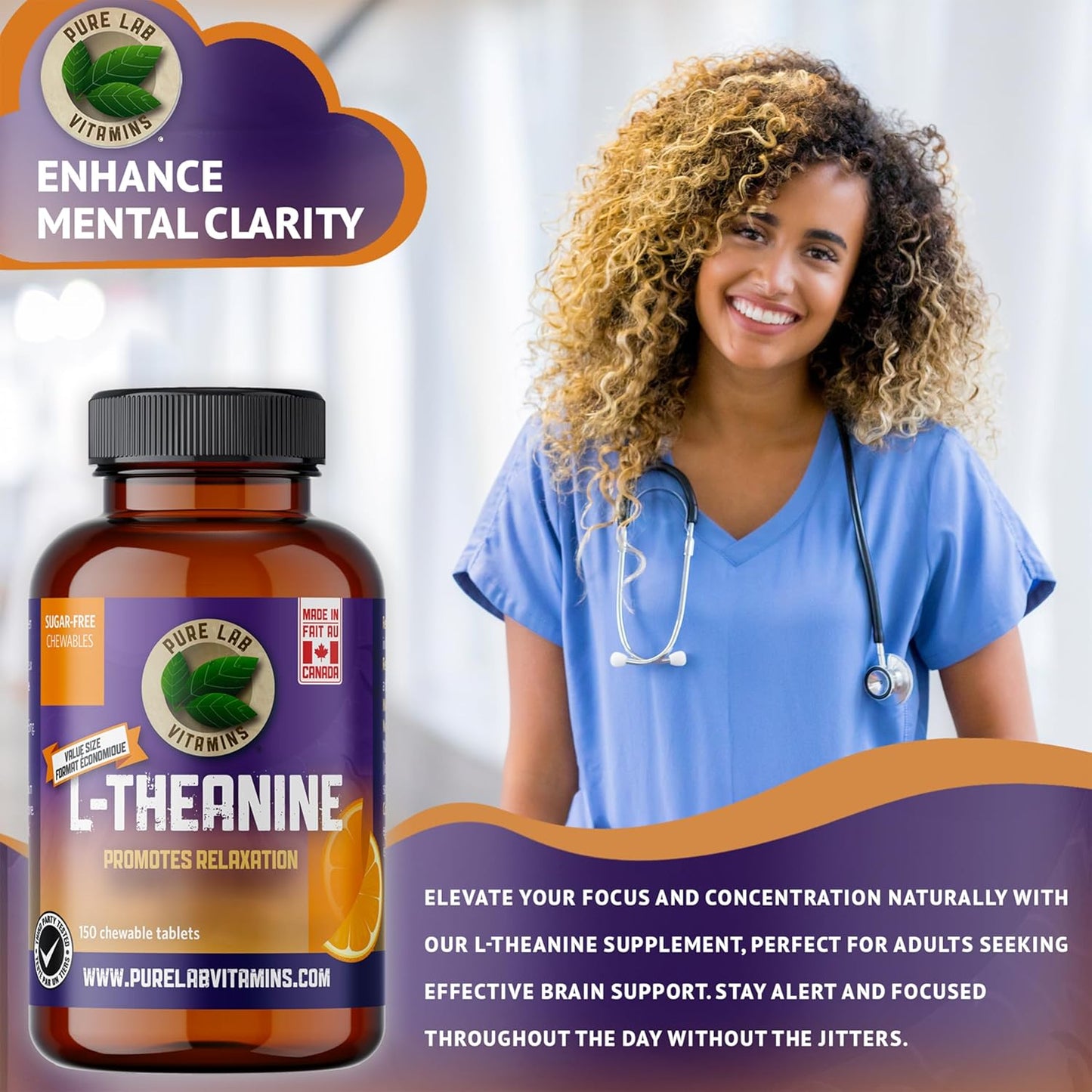 Chewable L-Theanine Supplement for Relaxation, Sleep, Mood, Memory, and Focus - 150 Tablets - Enhances Sleep Quality