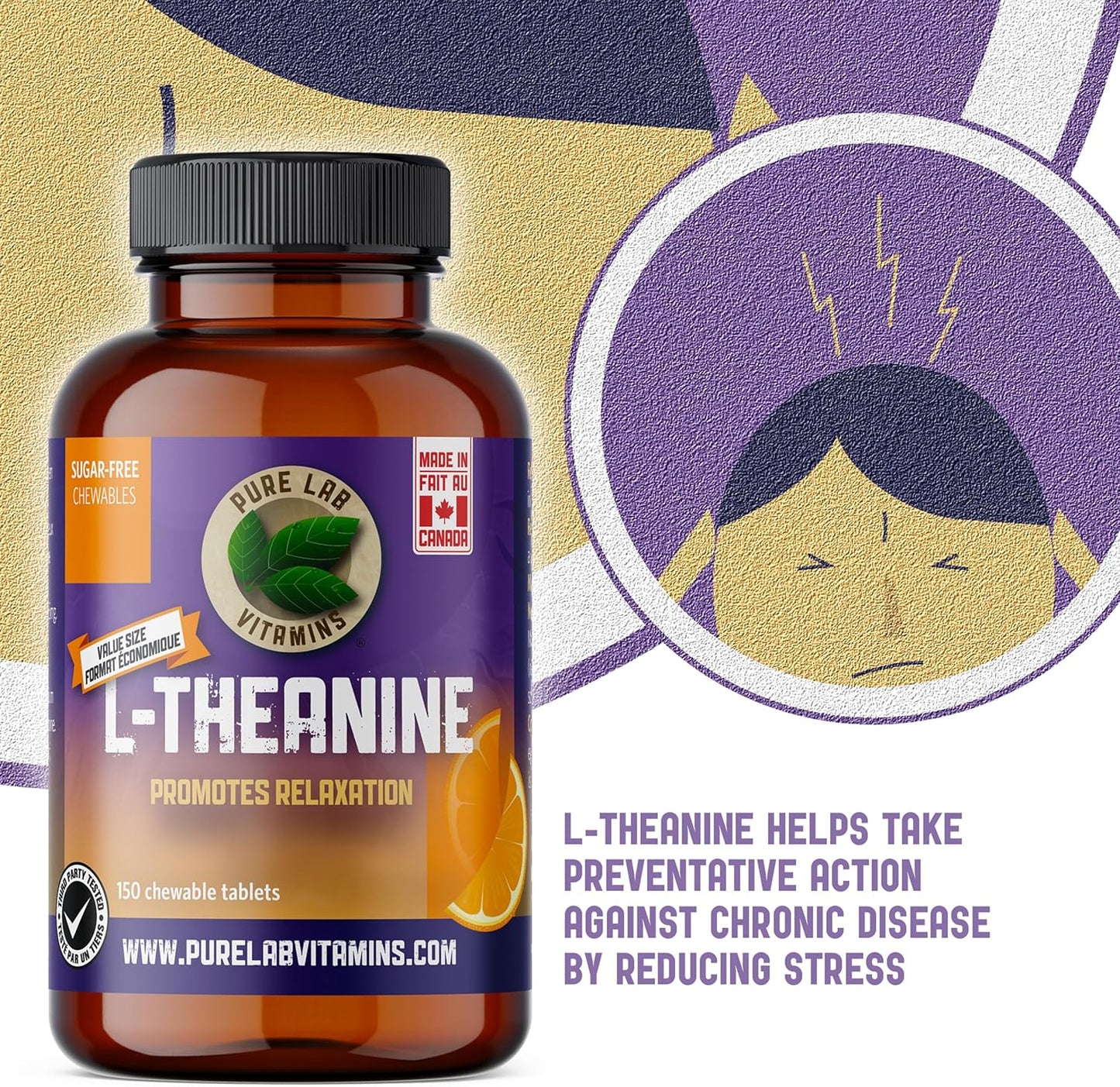 Chewable L-Theanine Supplement for Relaxation, Sleep, Mood, Memory, and Focus - 150 Tablets - Enhances Sleep Quality