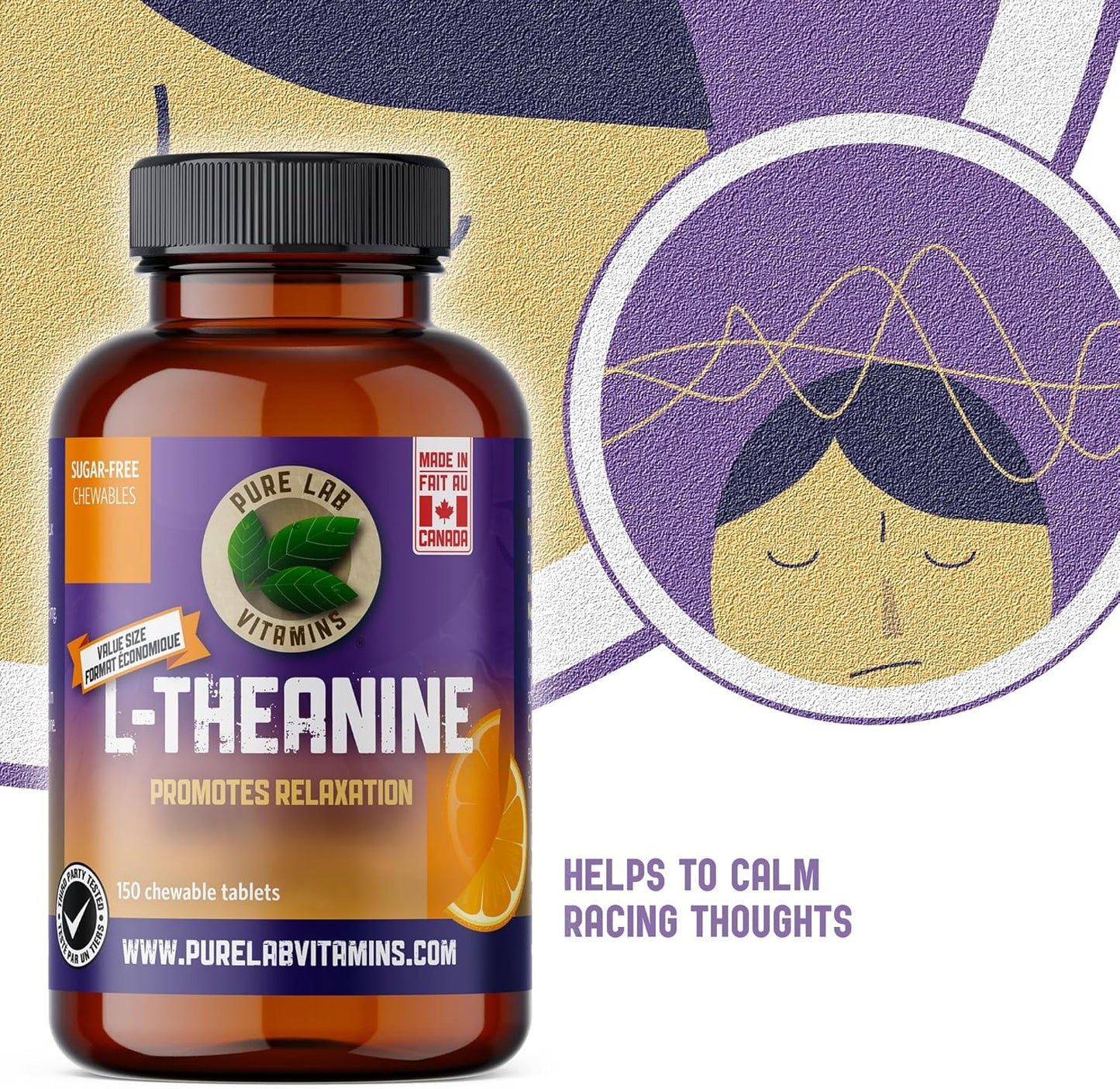 Chewable L-Theanine Supplement for Relaxation, Sleep, Mood, Memory, and Focus - 150 Tablets - Enhances Sleep Quality