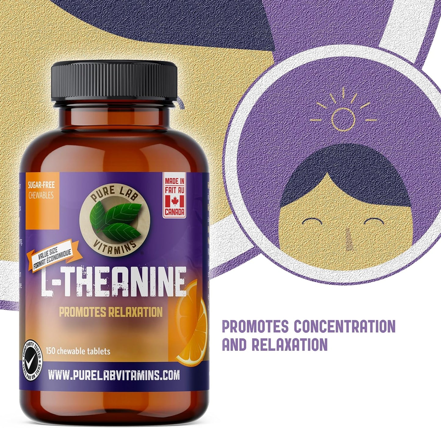 Chewable L-Theanine Supplement for Relaxation, Sleep, Mood, Memory, and Focus - 150 Tablets - Enhances Sleep Quality