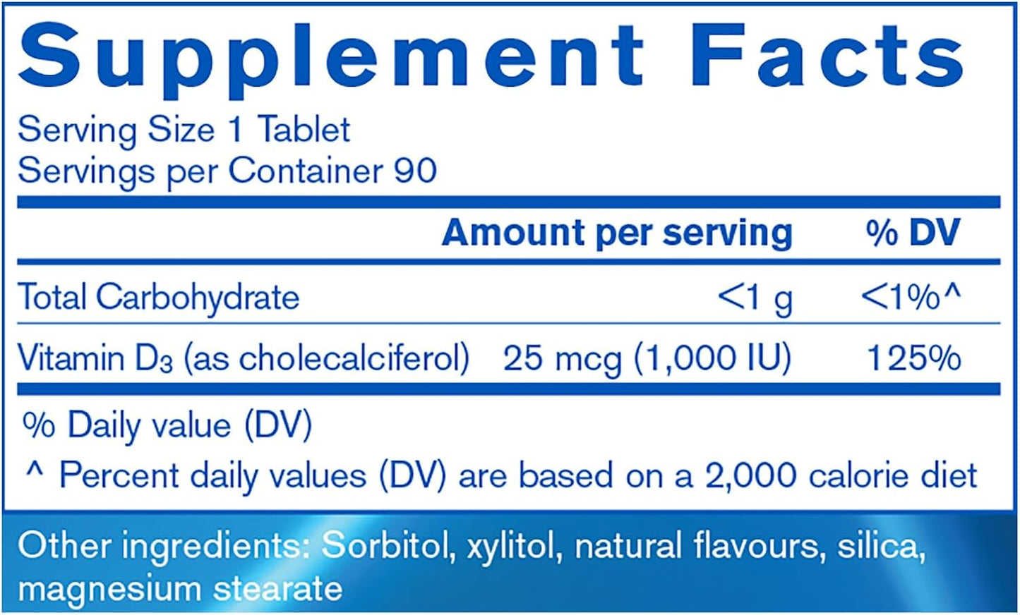 Chewable Vitamin D (1000 IU) Tablets for Bone and Teeth Health | 90 Tablets