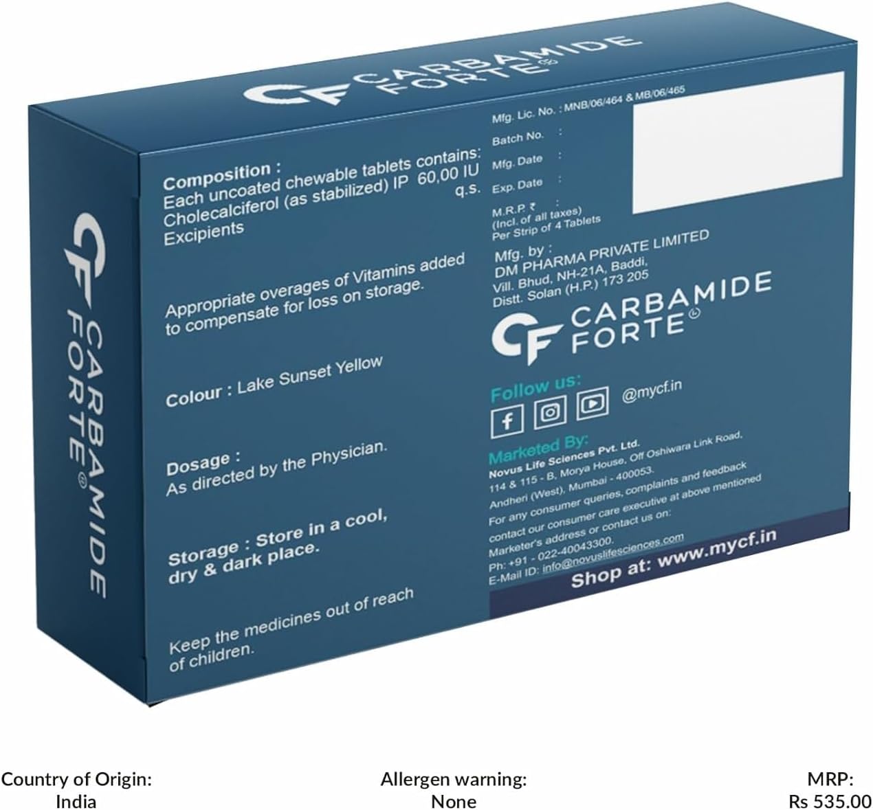 Chewable Vitamin D3 60000 IU Tablets for Women & Men - Natural Cholecalciferol Supplement - 40 Count
