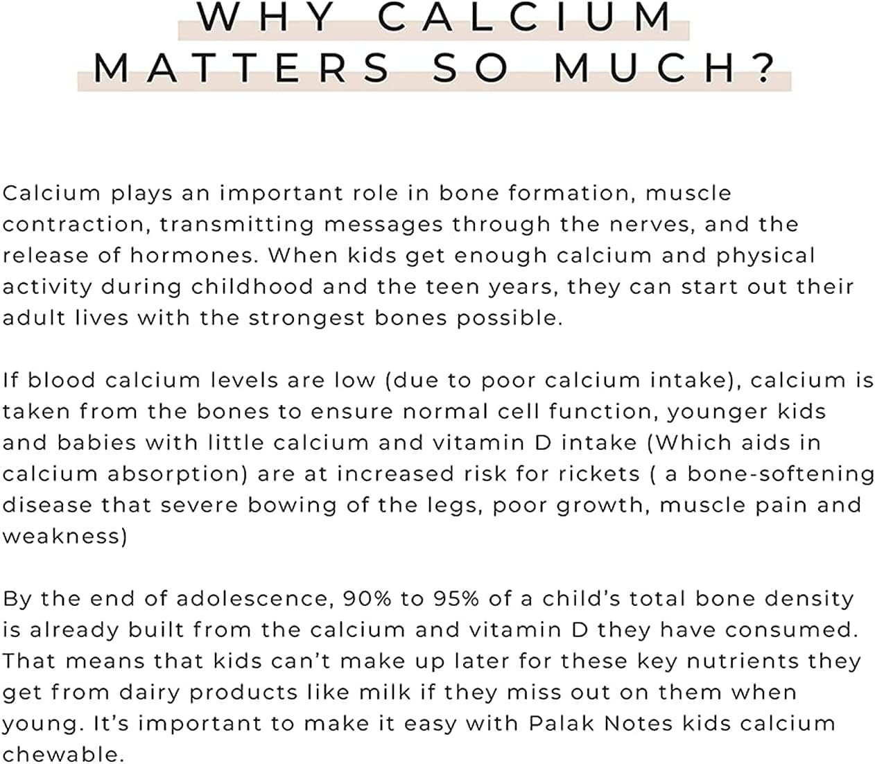 Children's Chewable Calcium Supplement with Vitamin D3, K2, and Magnesium - No Sugar - 60 Chewables