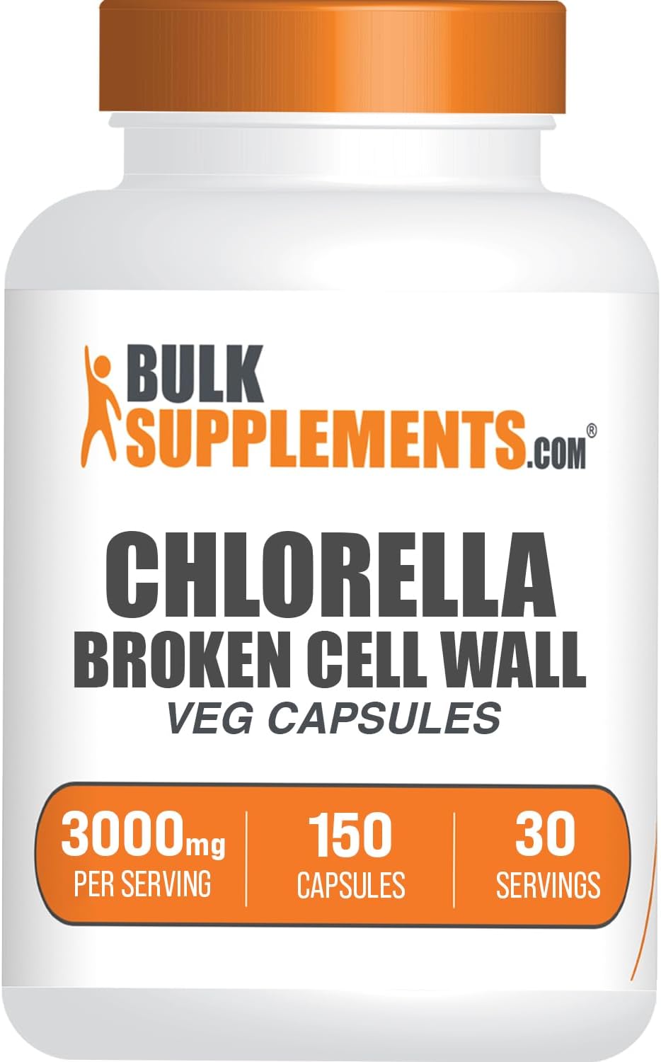 Chlorella Supplement Capsules - Broken Cell Wall, Superfood Vegan Supplement, Gluten-Free - 150 Veg Capsules