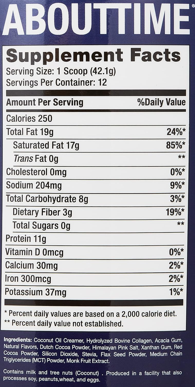 Chocolate Coconut Keto Shake with Bovine Collagen & MCTs - 19g Fat, 11g Protein, 5g Net Carbs - 1lb Jar