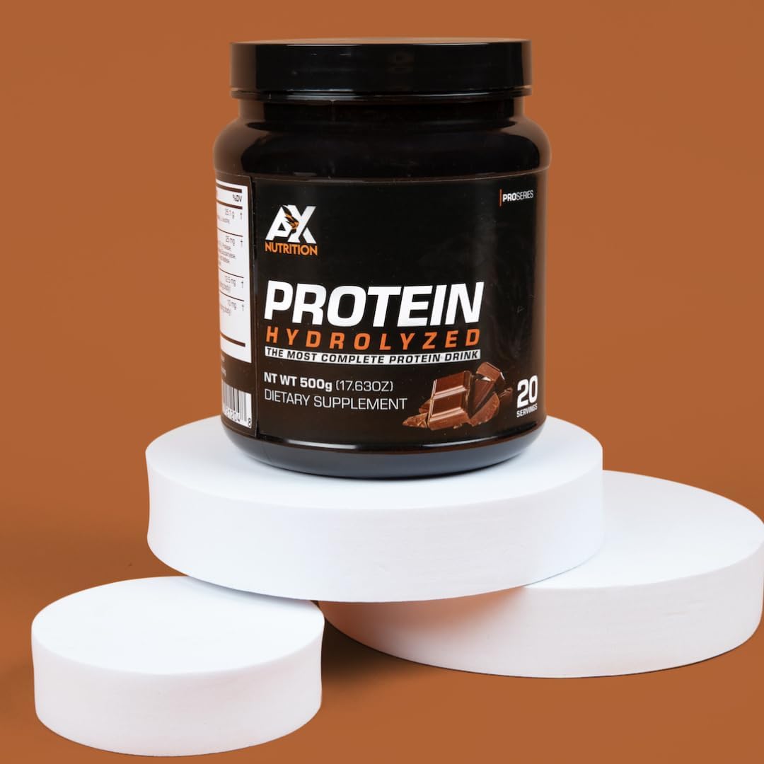 Chocolate Flavored Hydrolyzed Protein Powder 500g with Collagen & Vitamins | Supports Muscle Growth & Immune System Boost | AX Nutrition