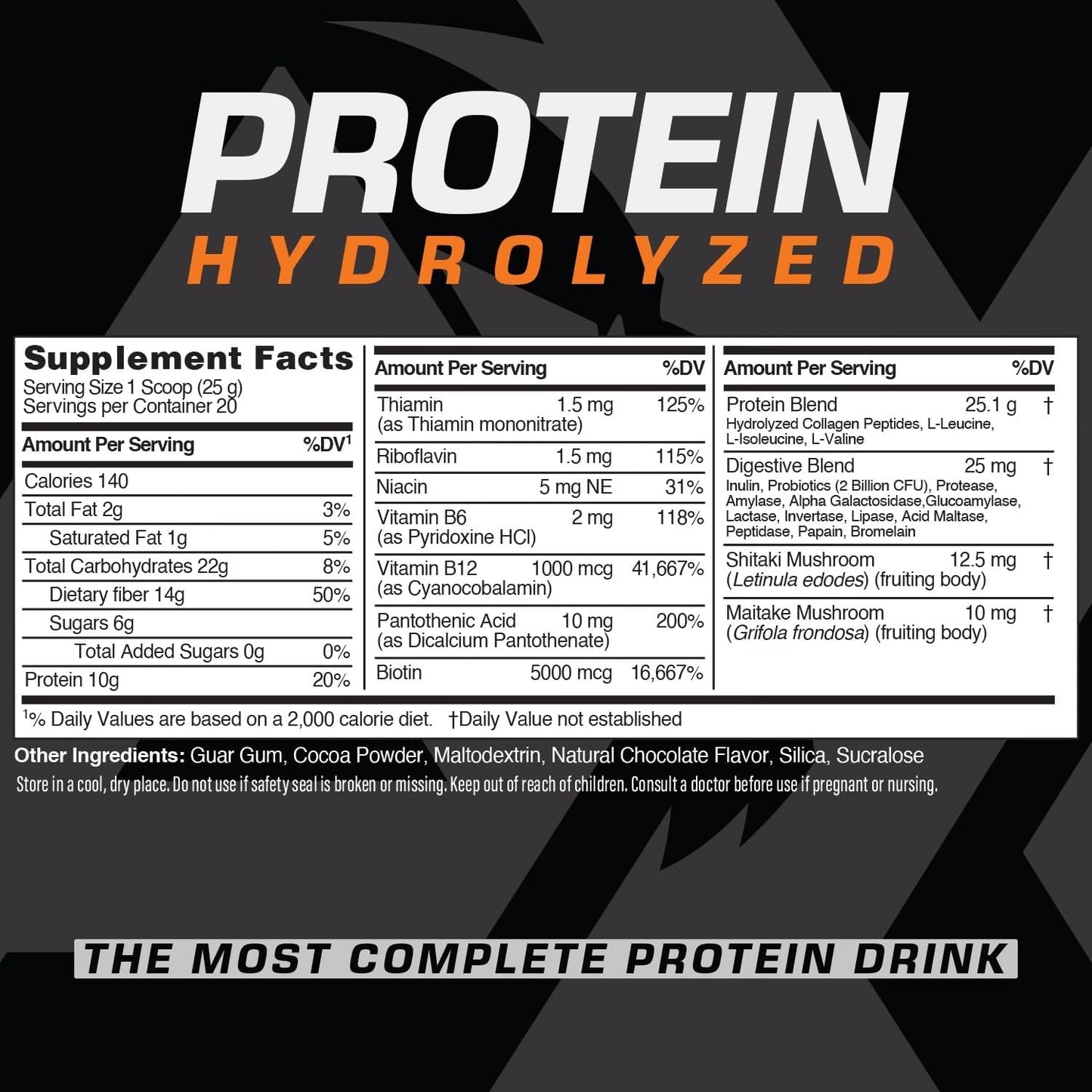 Chocolate Flavored Hydrolyzed Protein Powder 500g with Collagen & Vitamins | Supports Muscle Growth & Immune System Boost | AX Nutrition