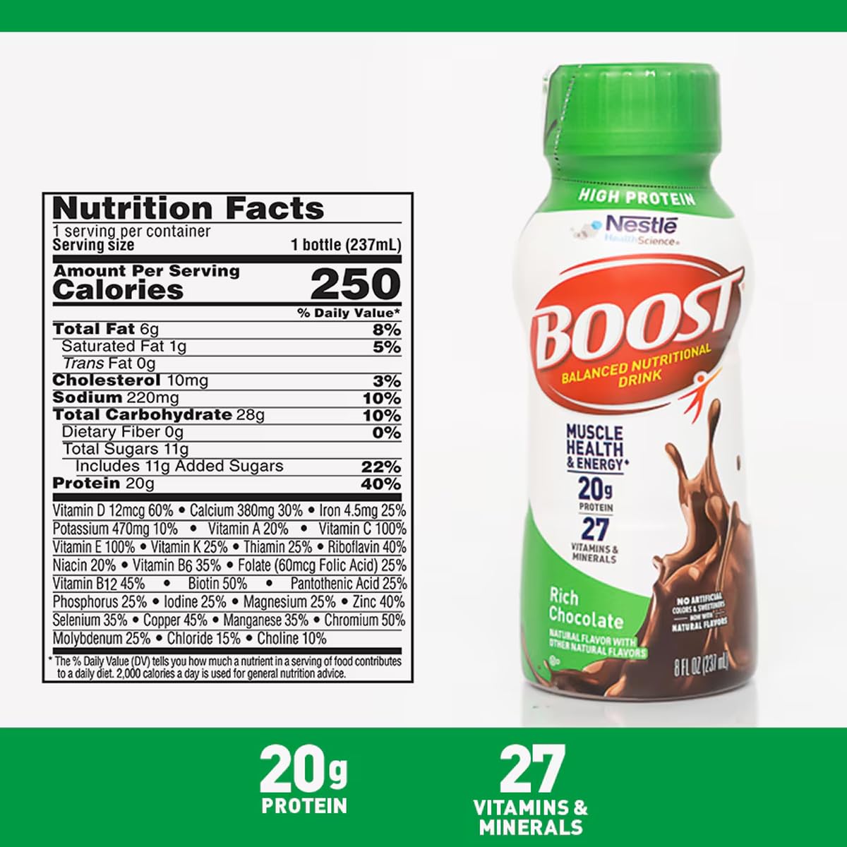 Chocolate JÁCLER Boost High Protein Shake - 20g Protein, Rich Chocolate Flavor (24 Pack)