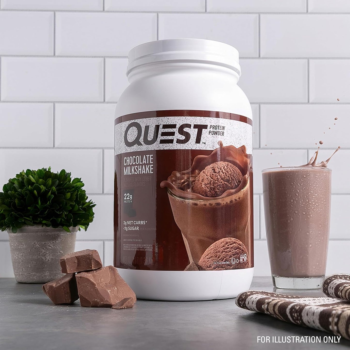 Chocolate Milkshake Protein Powder by Quest Nutrition - 22g Protein, 1g Sugar, Low Carb, Gluten-Free - 3lb, 43 Servings