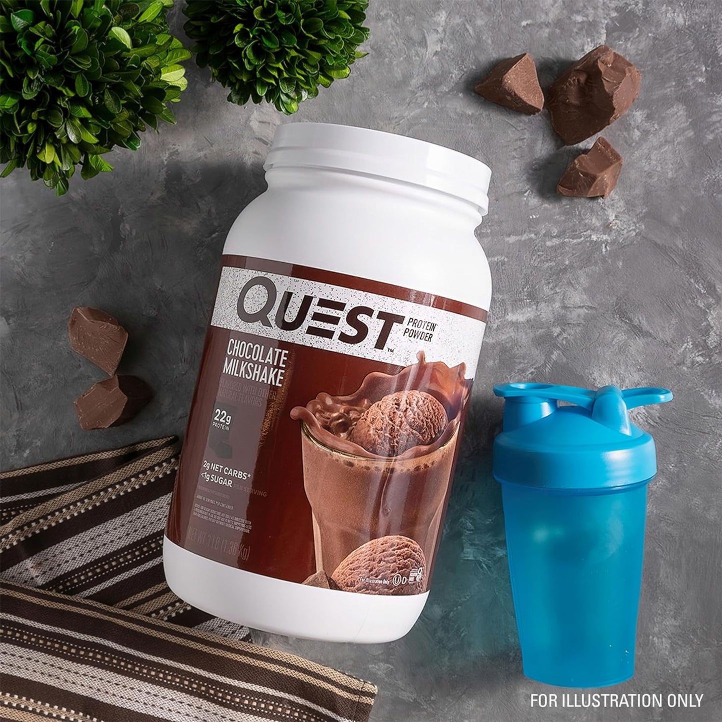 Chocolate Milkshake Protein Powder by Quest Nutrition - 22g Protein, 1g Sugar, Low Carb, Gluten-Free - 3lb, 43 Servings