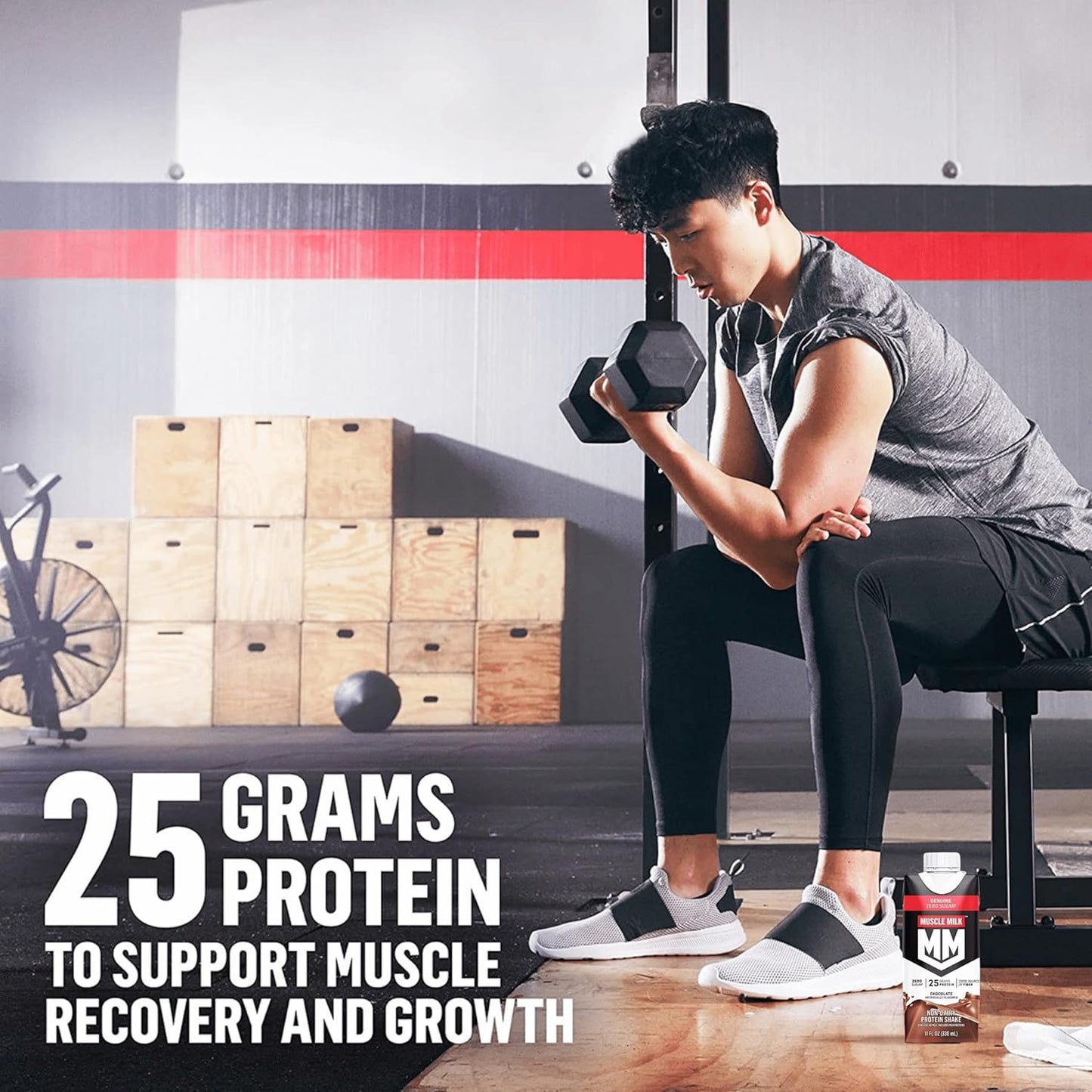 Chocolate Muscle Milk Protein Shake with 25g Protein, Zero Sugar, Vitamins, Fiber - 8 Pack of 11 Fl Oz Genuine Protein Shakes