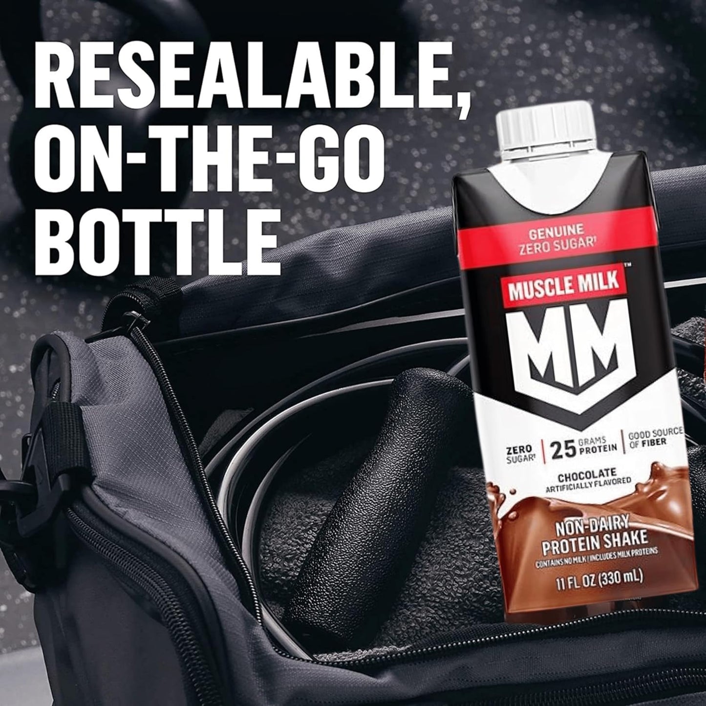 Chocolate Muscle Milk Protein Shake with 25g Protein, Zero Sugar, Vitamins, Fiber - 8 Pack of 11 Fl Oz Genuine Protein Shakes