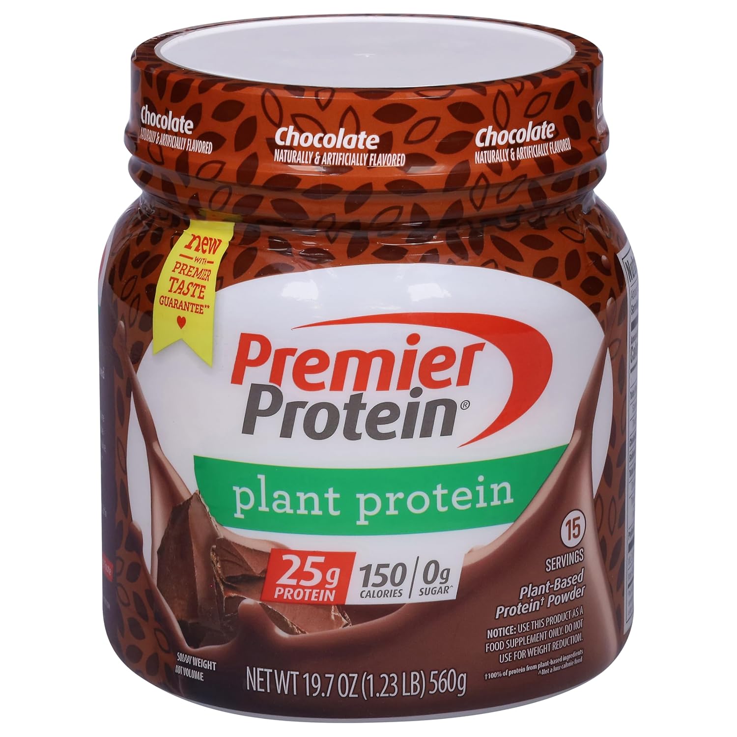 Chocolate Premier Plant Protein Powder - 25g Plant-Based Protein, Zero Sugar, Gluten-Free - 15 Servings
