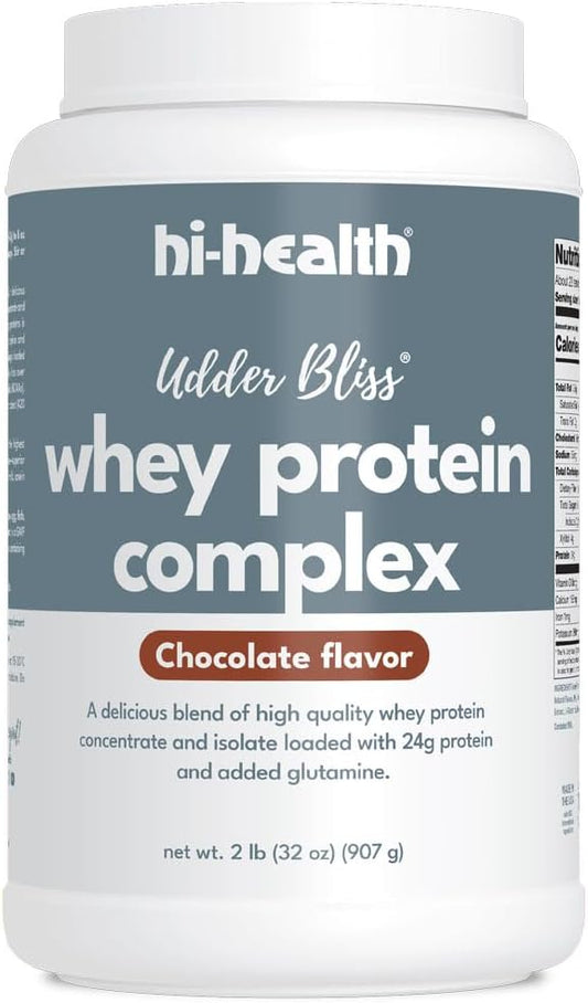 Chocolate Whey Protein Complex Powder with Glutamine - 2 Pounds by Hi-Health Udder Bliss