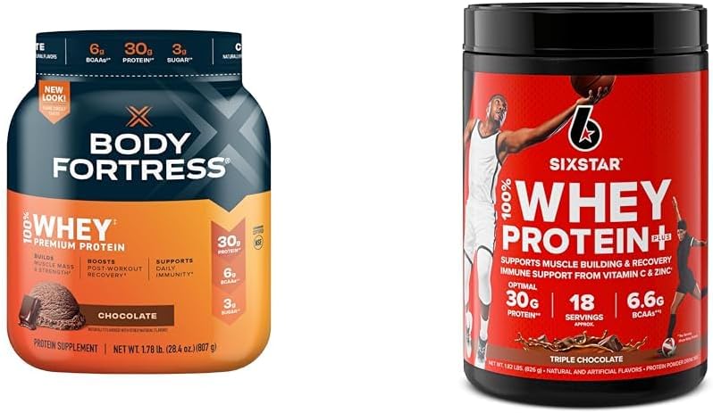 Chocolate Whey Protein Powder Combo: Body Fortress vs Six Star - 1.78lbs & 1.8lbs